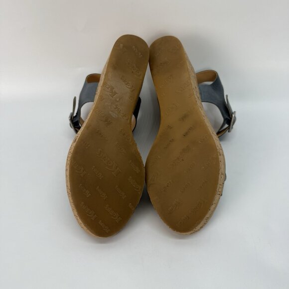 Korks by Kork‑Ease Blue Leather Buckle Wedge Sandals Womens Size 7 Comfort Style - Picture 15 of 15